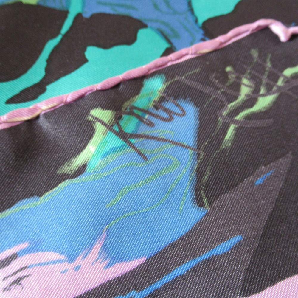 Vintage Ken Scott Scarf Womens Silk Dark Tropical Jungle Birds Novelty Colorful - Picture 13 of 15